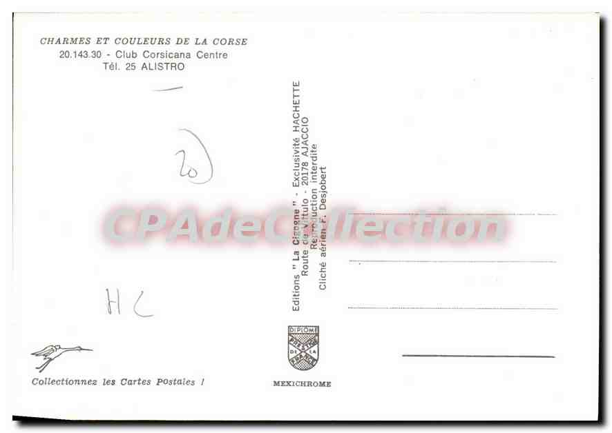 CPSM Alistro Clu Corsicana Centre — Verso