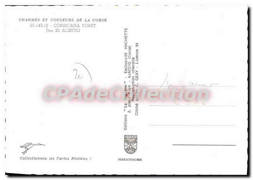 CPSM Alistro Corsicana Foret — Verso