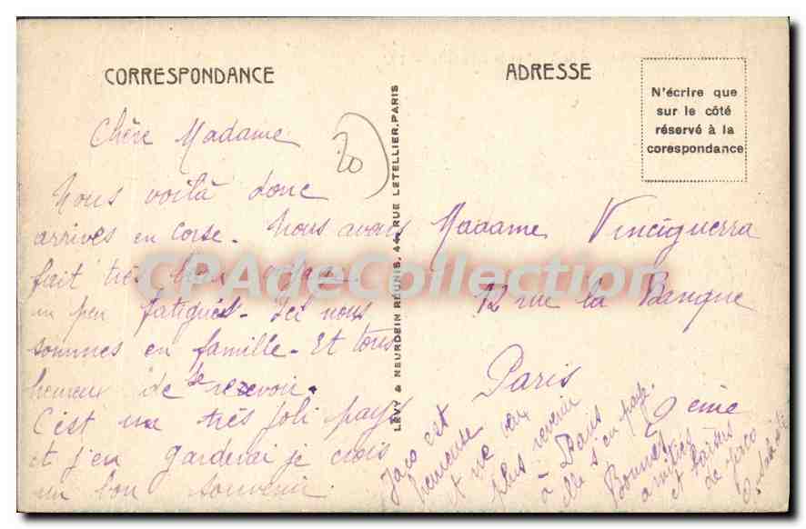 Bastia — La Vielle Ville et la Citadelle — LL — Verso