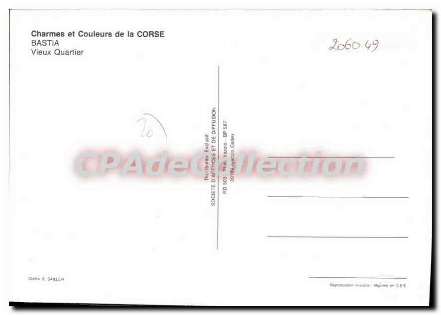 Vieux Quartier — Bastia — Société d'Agences et de Diffusion — Verso