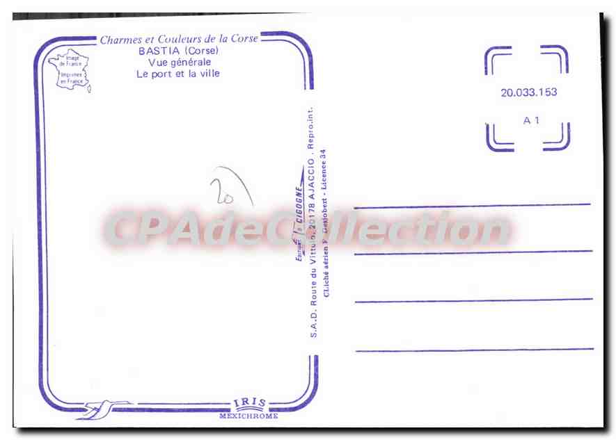 Bastia (Corse) — Vue générale — IRIS Mexichrome — Verso