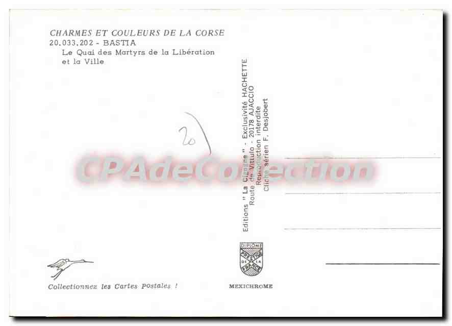 Bastia — Le Quai des Martyrs de la Libération et la Ville — Éditions "La Citadelle" — Verso