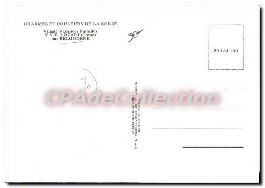 CPSM Lozari Par Belgodere — Verso
