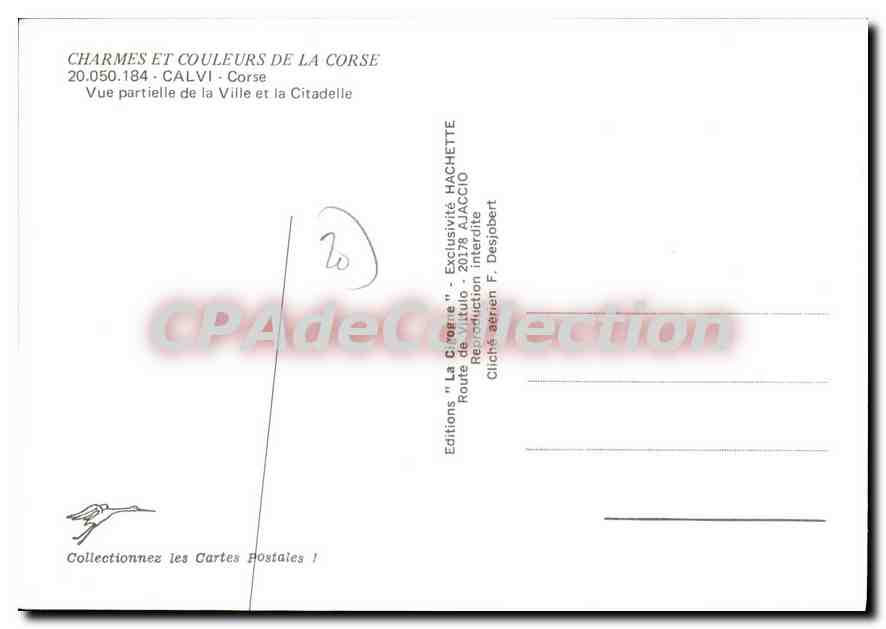 Calvi — Vue partielle de la Ville et la Citadelle — Editions "La Citadelle" — Verso