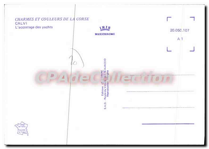 Calvi — L'accostage des yachts — Éditions Iris Mexichrome — Reverso