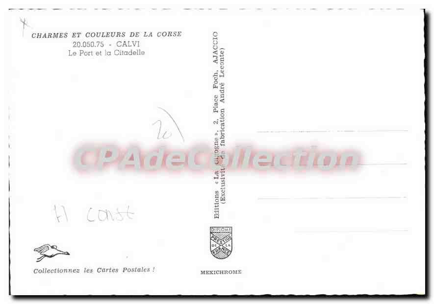 Calvi — Le Port et la Citadelle — Éditions Diplomate — Verso