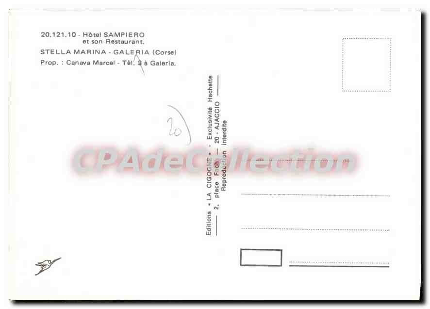 CPSM Galeria Canava Marcel hotel Sampiero stella marina — Verso