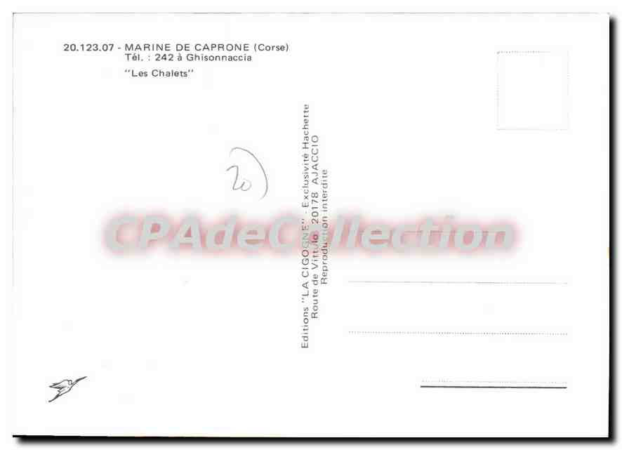 CPSM Marine de Caprone Ghisonaccia Les Chalets — Verso