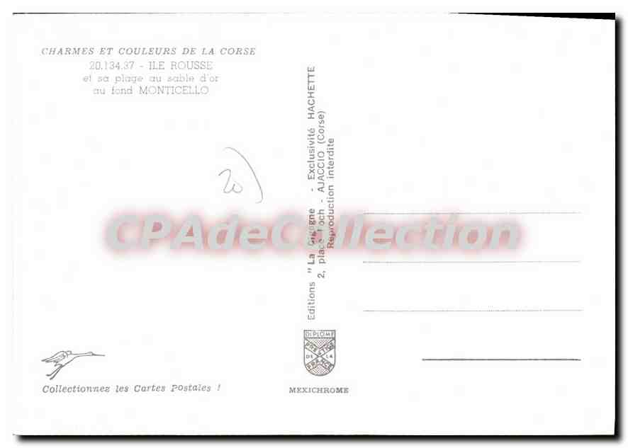 Ile Rousse — plage au sable d'or, fond Monticello — Editions Mexichrome — Reverso