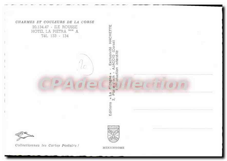 CPSM Ile Rousse Hotel La Pietra — Verso