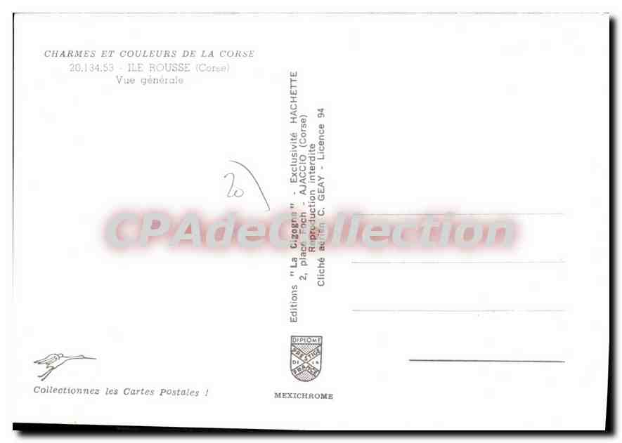 CPSM Ile Rousse Vue Generale — Verso