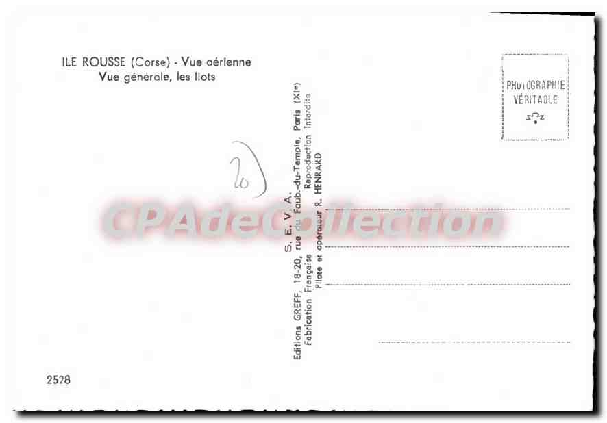 CPSM Ile Rousse Vue Aerienne Vue Generale Les Ilots — Verso