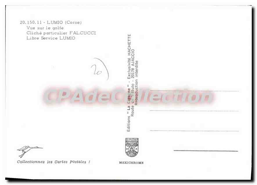 CPSM Lumio Vue Sur Le Golfe Cliche Particulier Falcucci — Verso