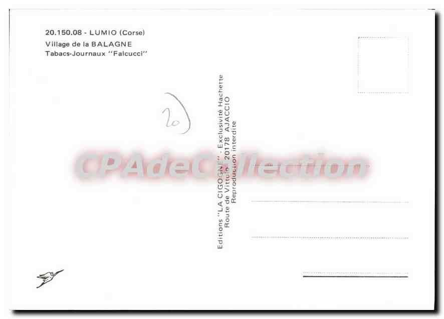 CPSM Lumio Village De La Balagne Tabacs Journaux Falcucci — Verso
