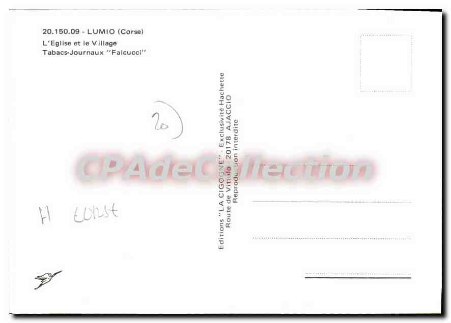 CPSM Lumio L'Eglise Et Le Village Tabacs Journaux Falcucci — Verso