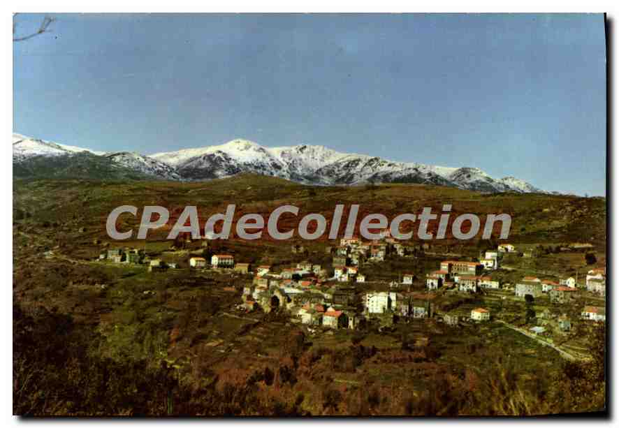 Murato (Corse) — vue panoramique avec montagnes enneigées — Éditions La Cigogne
