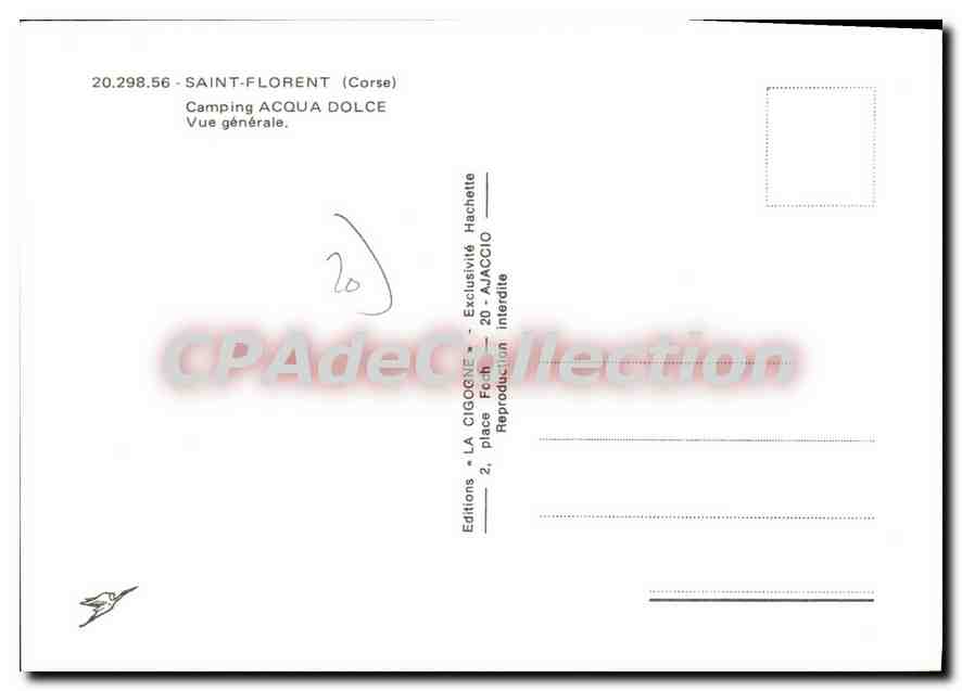 CPSM Saint Florent Camping Acqua Dolce Vue Generale — Verso