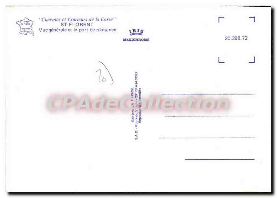 CPSM Saint Florent Vue Generale Et Le Port De Plaisance — Verso