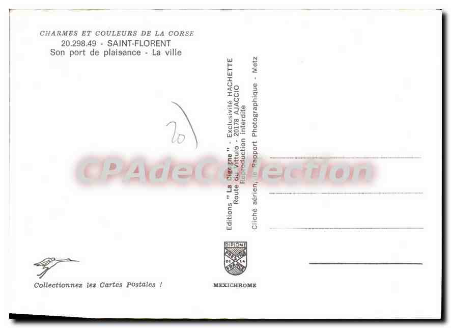 CPSM Saint Florent Son Port De Plaisance La Ville — Verso