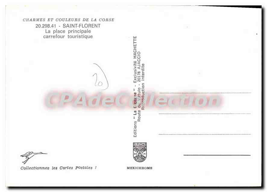 Saint-Florent — La place principale, carrefour touristique — Editions "La Corse" n°20.298.41 — Reverso