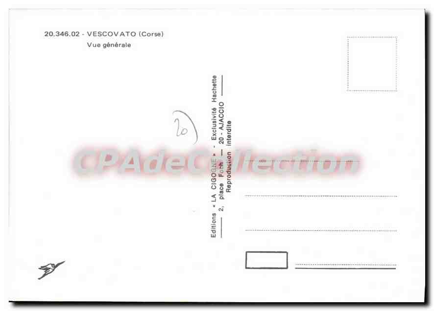 Vescovato (Corse) — Vue générale — Editions « LA CIGOGNE » — Verso