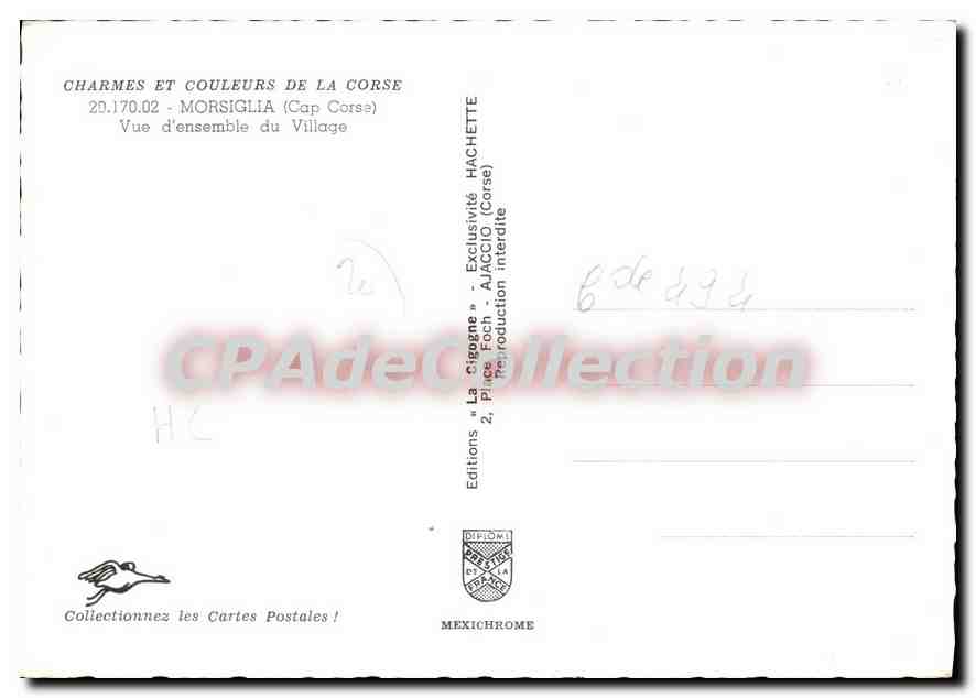 Morsiglia (Cap Corse) — Vue d'ensemble du village — Éditions Hachette — Verso