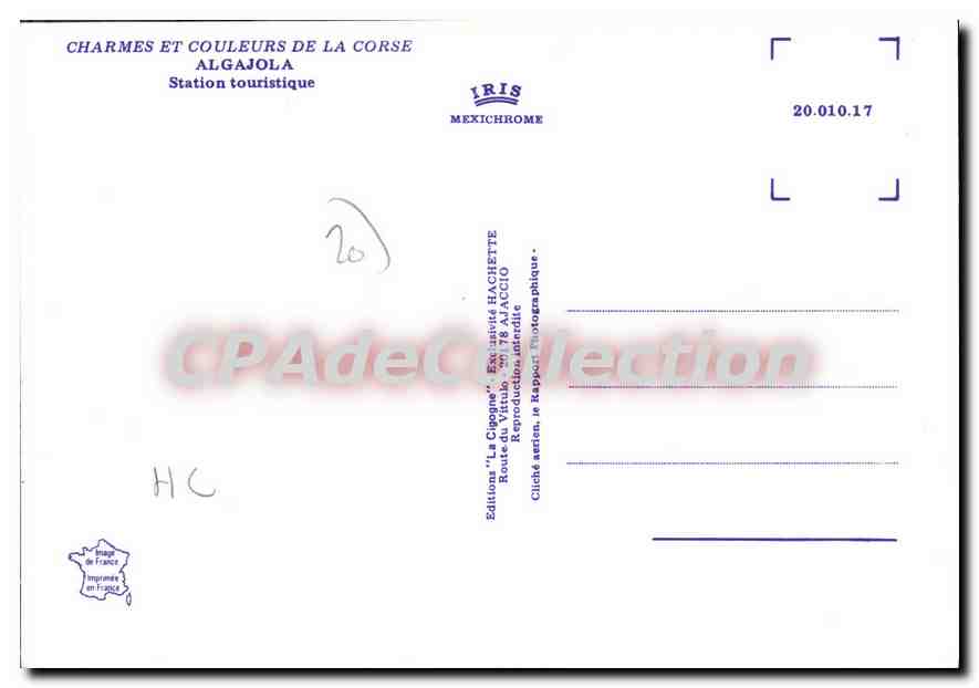 CPSM Algajola Station Touristique — Verso