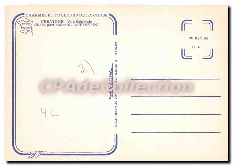 CPSM Cervione Vue Generale Cliche Particulier — Verso