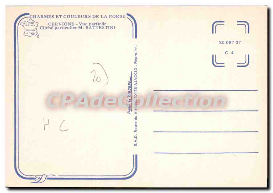 CPSM Cervione Vue Partielle Cliche Particulier — Verso