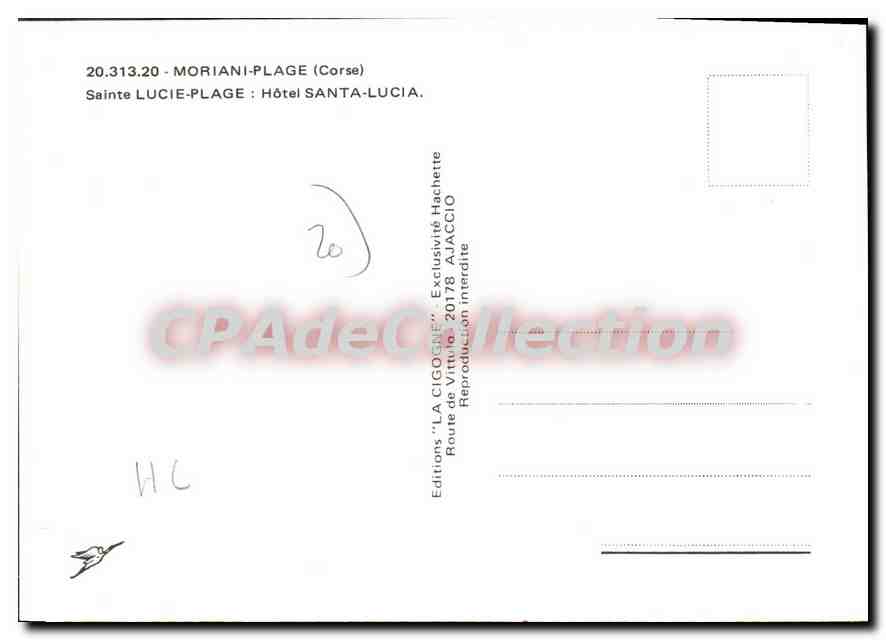 La Cigogne — Sainte-Lucie-de-Cap-Corse — Éditions LA CIGOGNE — Verso