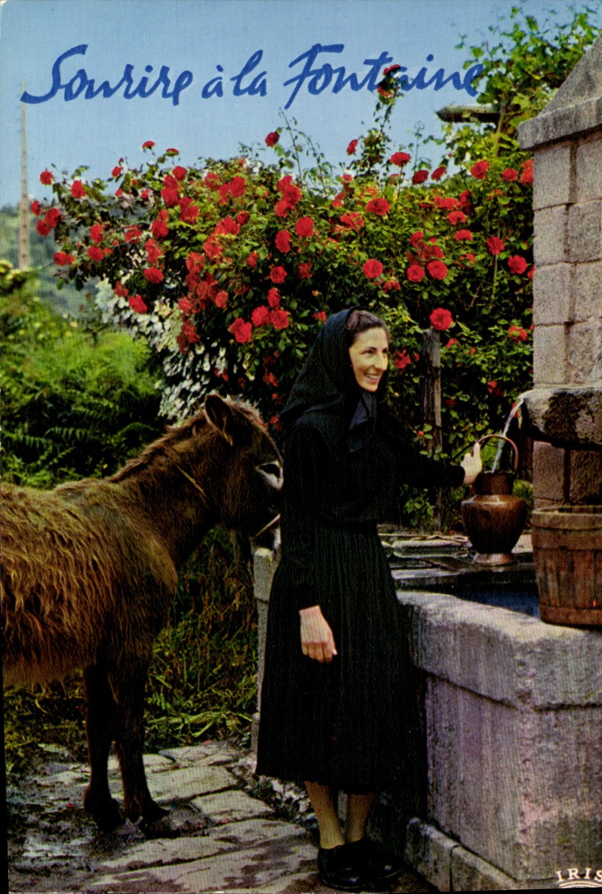 Sourire à la Fontaine — scène bucolique avec âne — IRIS MEXICHROME