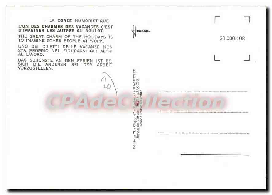 CPSM La Corse Humoristique L'Un Des Charmes Des Vacances imaginer les autres au boulot Ed Rochicciol — Verso