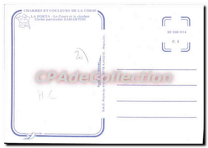 CPSM Charmes Et Couleurs De La Corse La Porta Le Cours Et Le Clocher Samartini — Verso