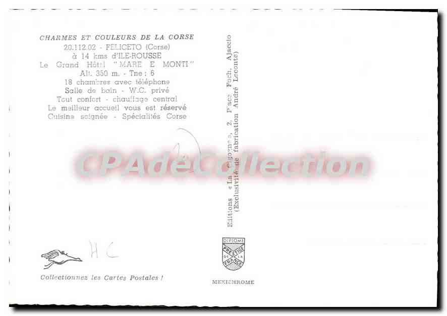 Feliceto — Le Grand Hôtel "Mare E Monti" — Éditions Diplôme — Achterkant