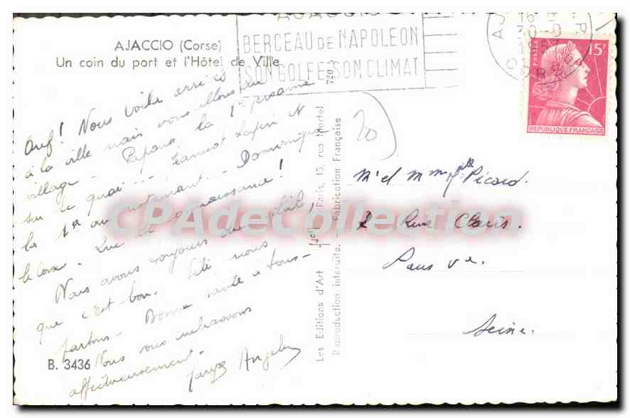 Ajaccio (Corse) — Un coin du port et l'Hôtel de Ville — Éditions d'Art — Reverso