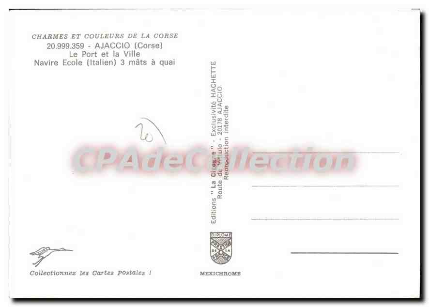 Ajaccio — Le Port et la Ville — Editions Diplôme Mexichrome — Verso