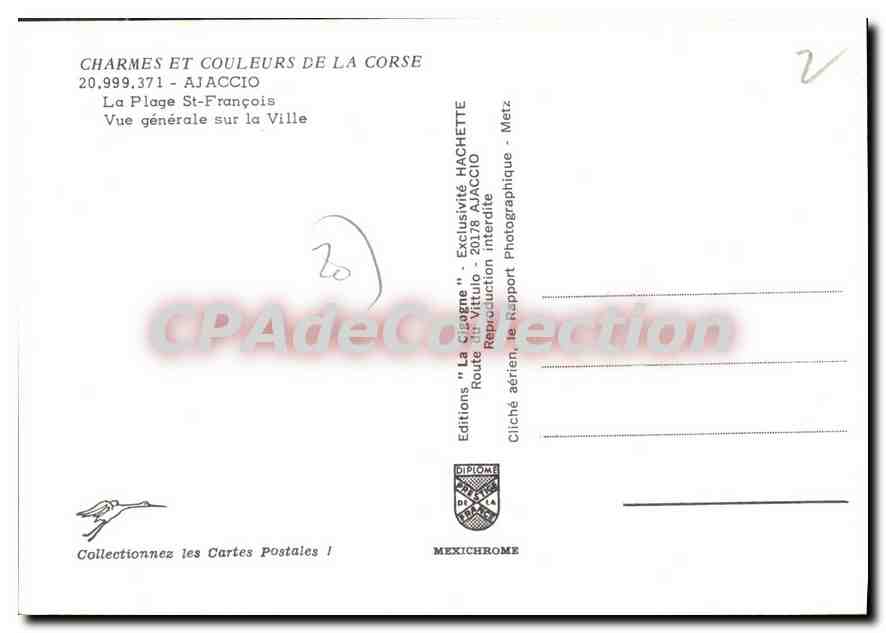 Ajaccio — Vue générale sur la Ville — Éditions Diplôme — Verso