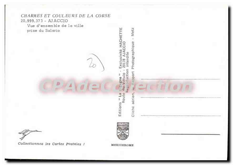 Ajaccio — Vue d'ensemble prise du Salario — Editions Diplôme — Verso