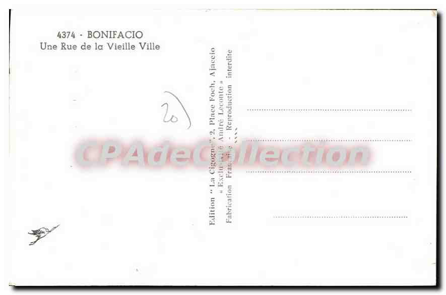 CPA Bonifacio Une Rue De La Vieille Ville — Verso