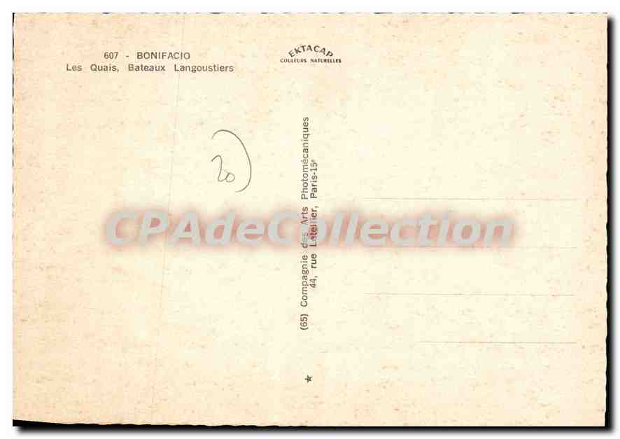 CPSM Bonifacio Les Quais Bateaux Langoustiers — Verso
