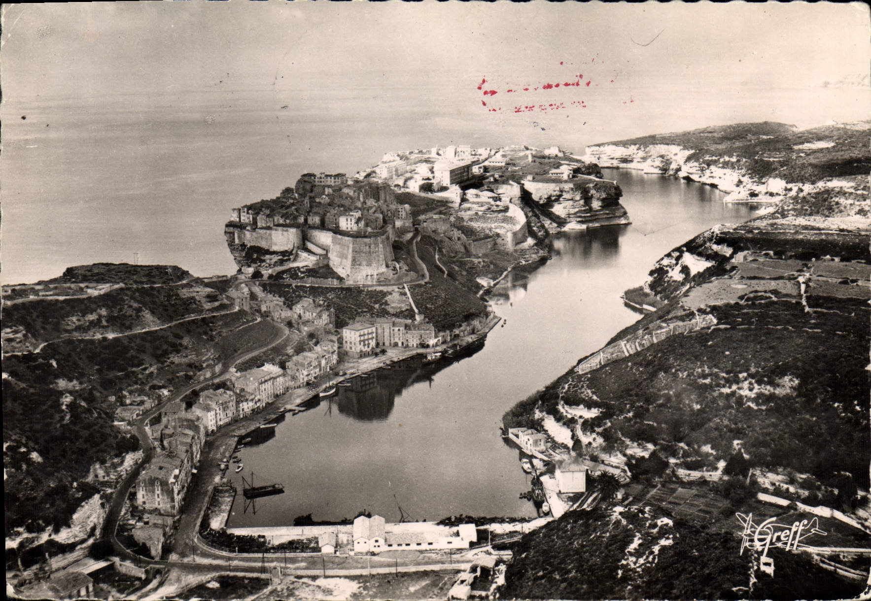 CPSM Bonifacio Vue Aerienne La Ville Et Le Port