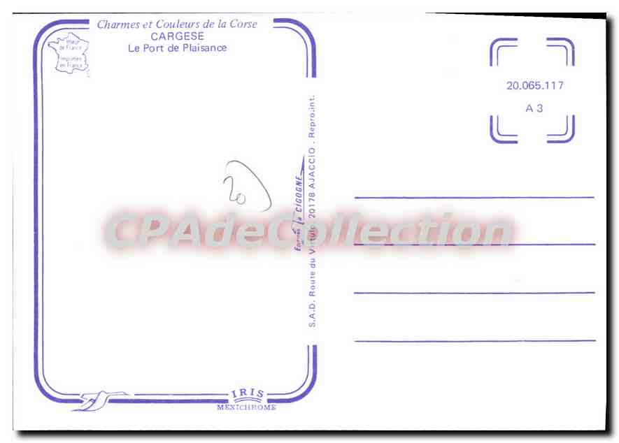 CPSM Cargese Le Port De Plaisance — Verso