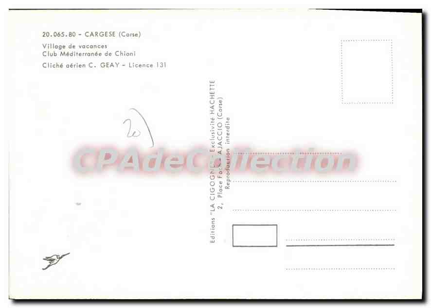 CPSM Cargese Village De Vacances Club Mediteranee De Chioni — Verso