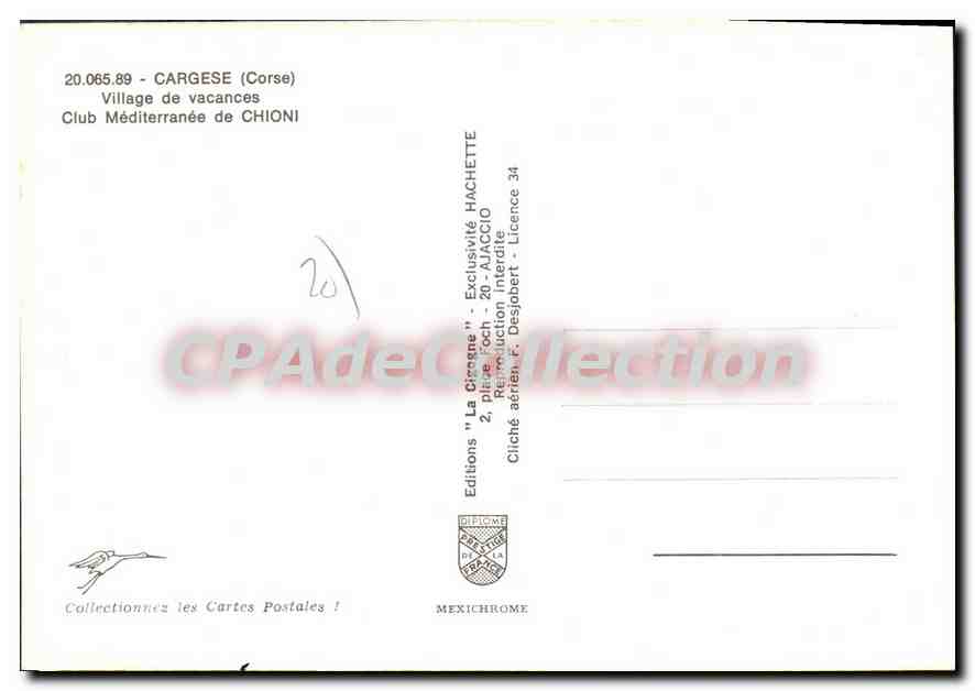 CPSM Cargese Village De Vacances Club Mediteranee De Chioni — Verso