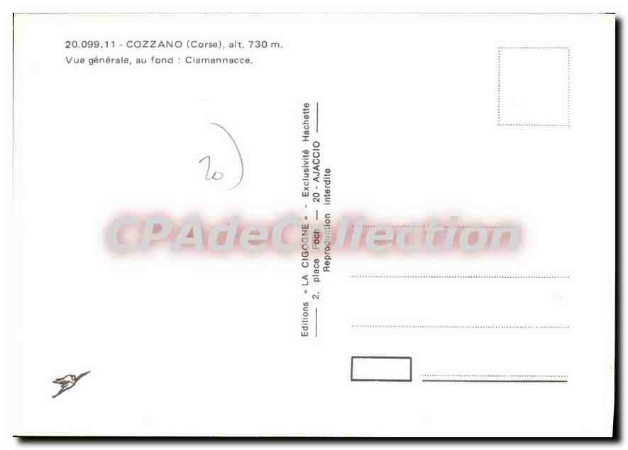 CPSM Cozzano Vue Generale Au Fond Ciamannacce — Verso