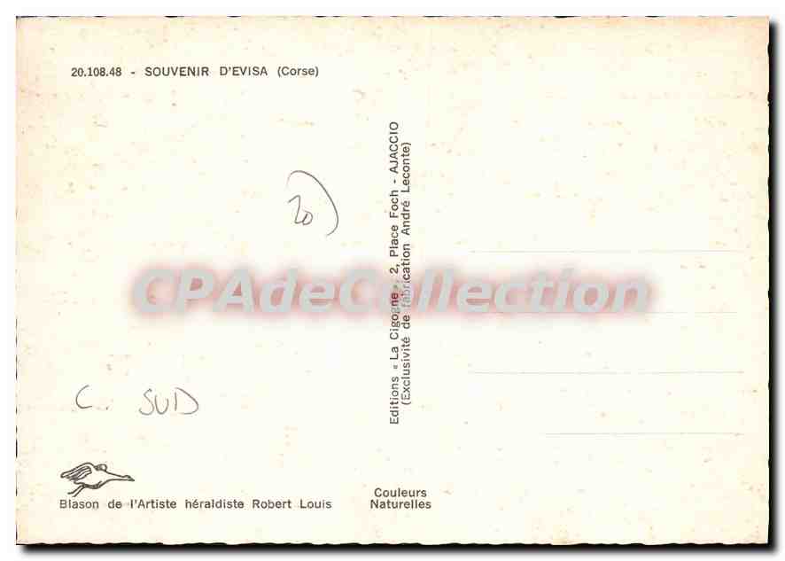 CPSM Souvenir D'Evisa — Verso