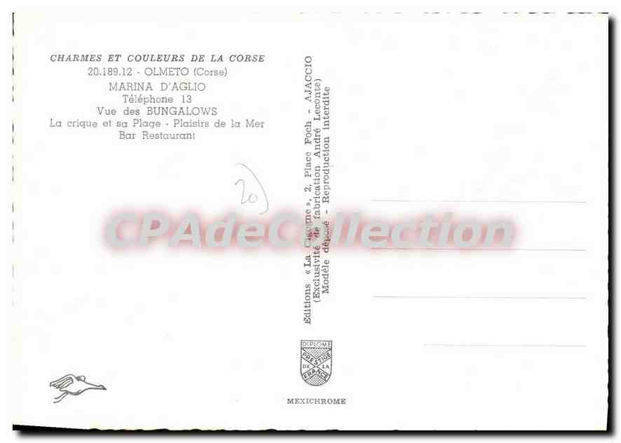 CPSM Olmeto Marina D'Aglio Vue Des Bungalows — Verso
