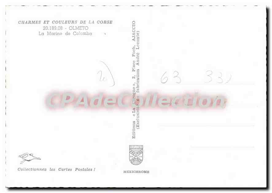 CPSM Charmes Et Couleurs De La Corse Olmeto La Marine De Colomba — Verso