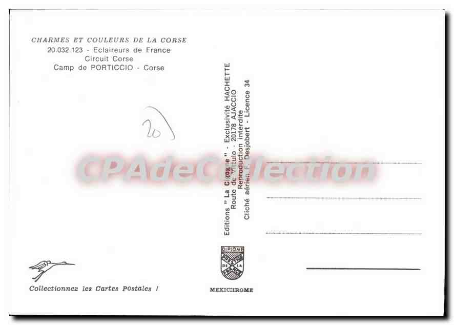 CPSM Eclaireurs De France Circuit Corse Camp De Porticcio Corse — Verso