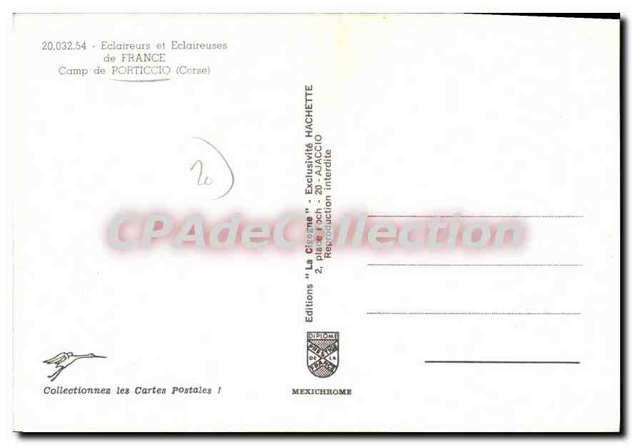 CPSM Eclaireurs Et Eclaireuses De France Camp De Porticcio — Verso